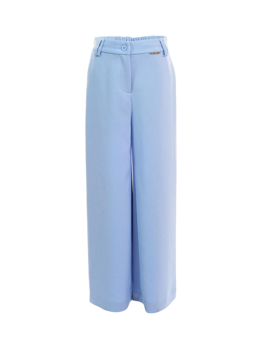 Pantalone Twinset azzurro a palazzo con logo lettering in rilievo 251GJ2QN8 12148 Twinset 
