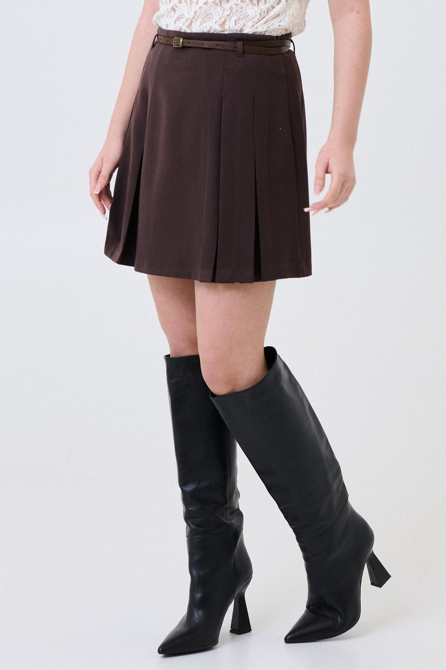 Gonna Armoire moro con pinces e cintura in coordinato 25761 MORO Armoire 