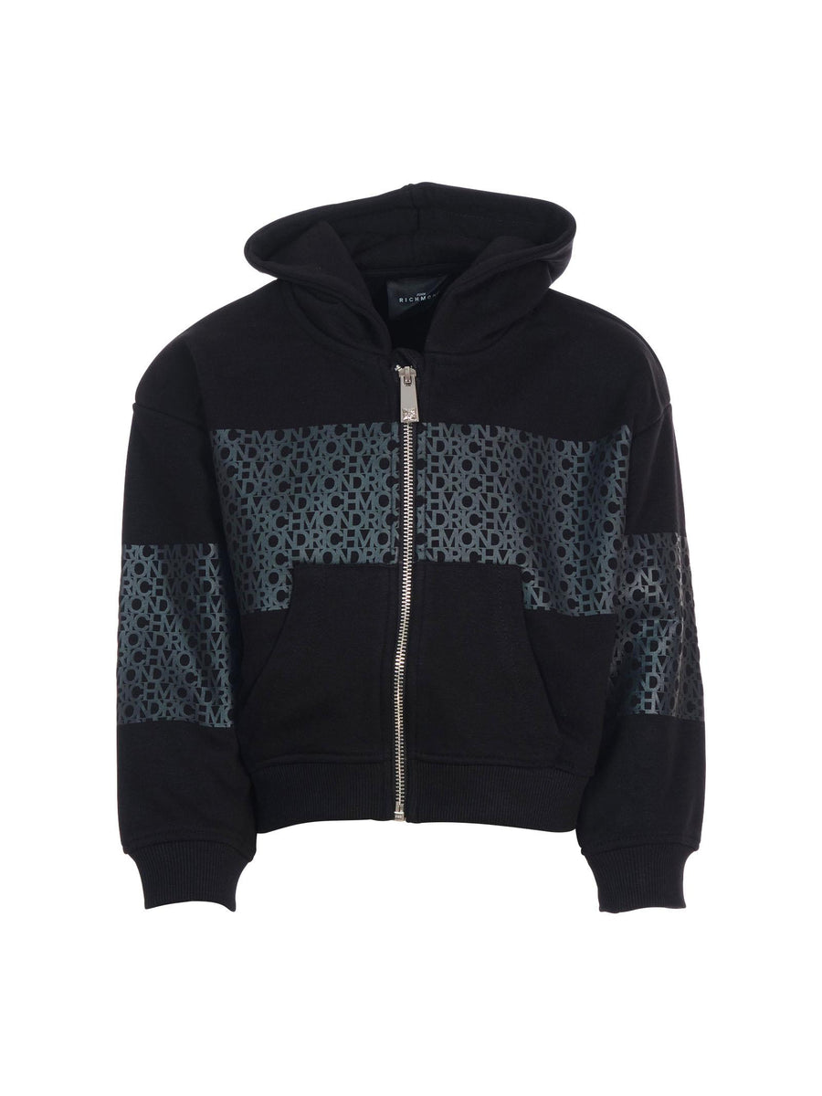 Felpa John Richmond nera con pattern logo ripetuto RBA25034FE BLACK John Richmond 