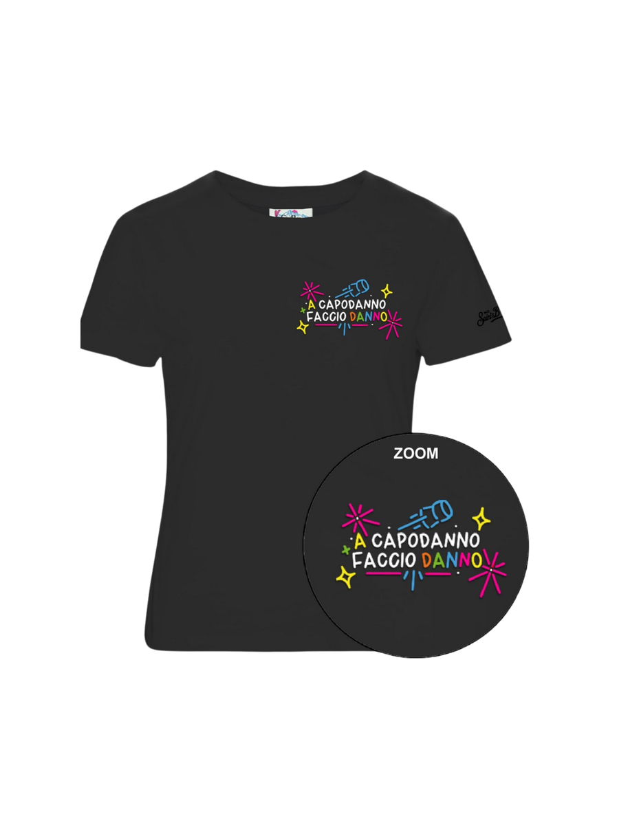 T-Shirt Saint Barth nera "a capodanno faccio danno" EMI0002 00944G MC2 SAINT BARTH 