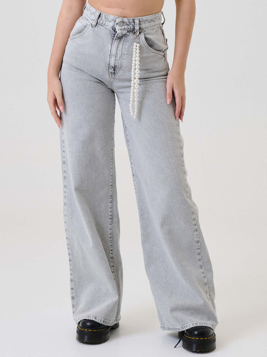 Jeans "Icon Lexie" Vicolo grigio con catena DF5127 GRIGIO Vicolo 