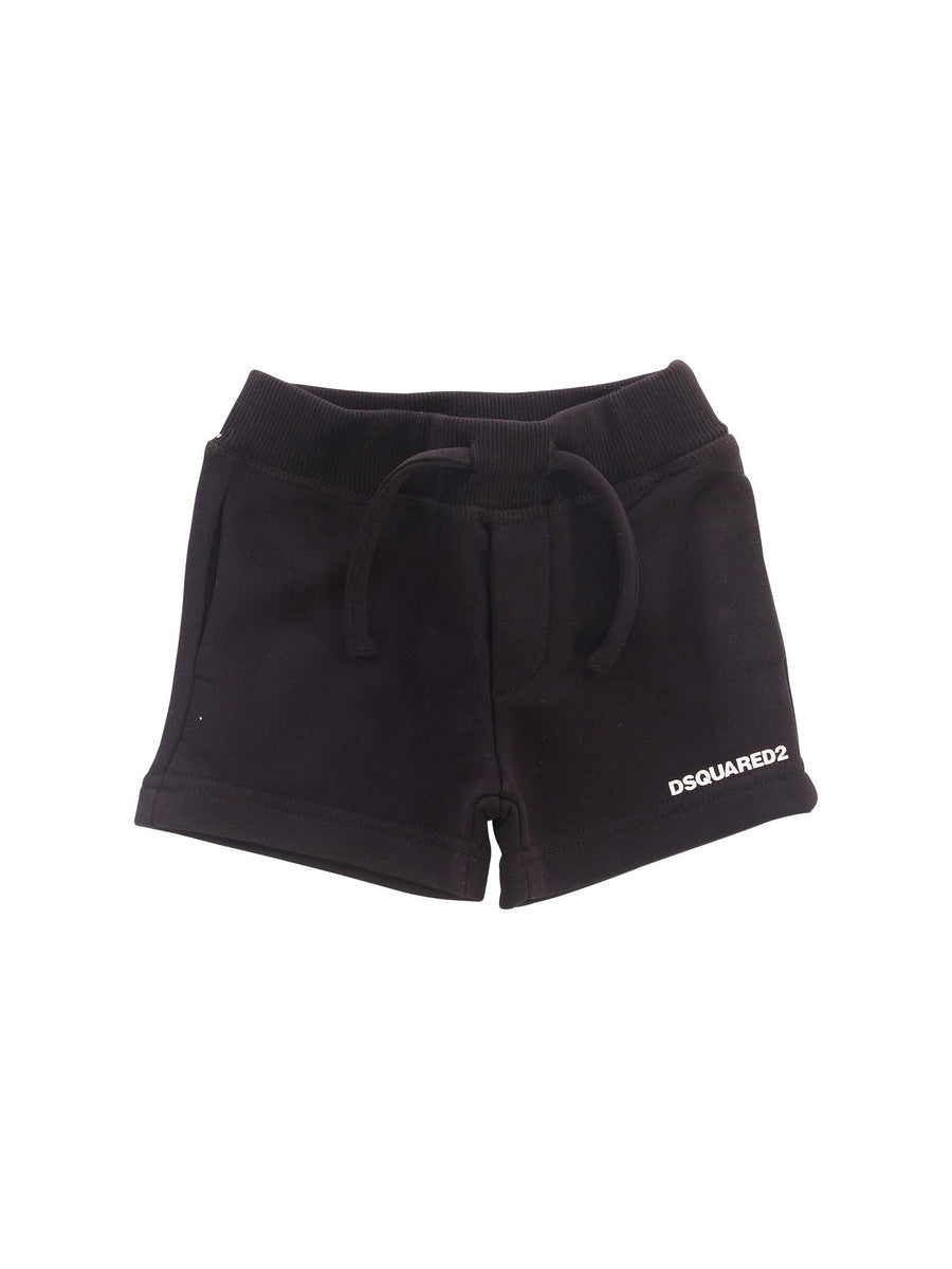 Bermuda Dsquared nero con stampa logo lettering su gamba DQ2871 DQ900 Dsquared 