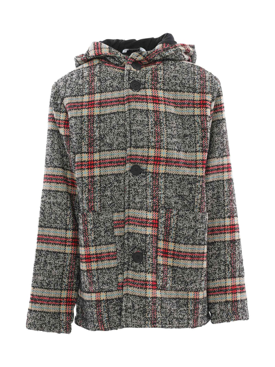 Cappotto a quadri con cappuccio O1228 BLK Alessandrini 