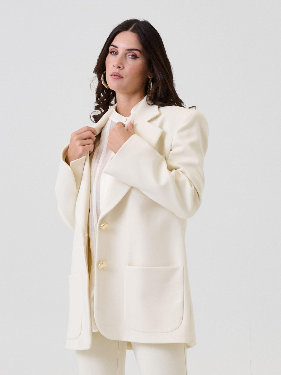 Giacca monopetto Bohemian Vì bianco latte con tasconi GI281 MILK Bohemian V 