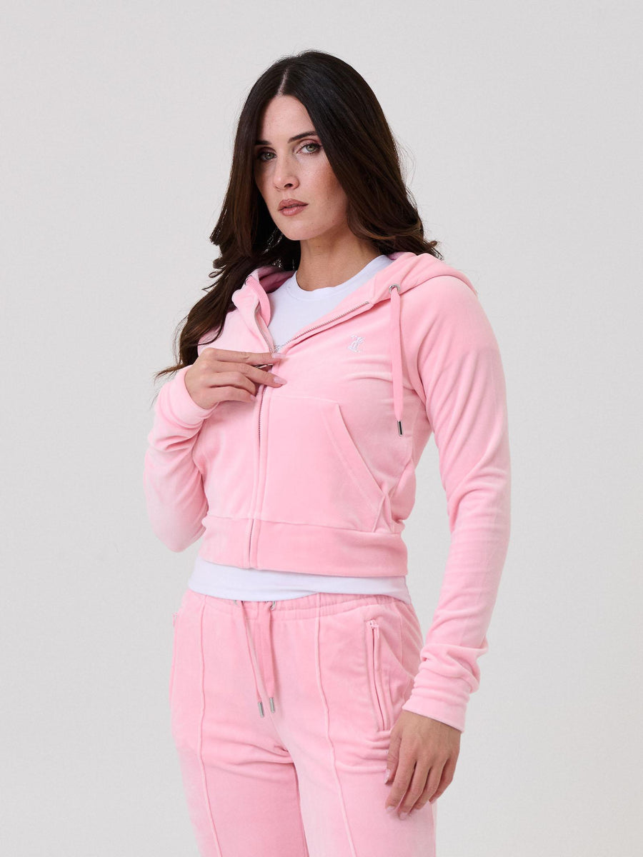 Felpa in velluto Juicy Couture rosa con logo in strass VIJH70698WPF JP2 Juicy Couture 