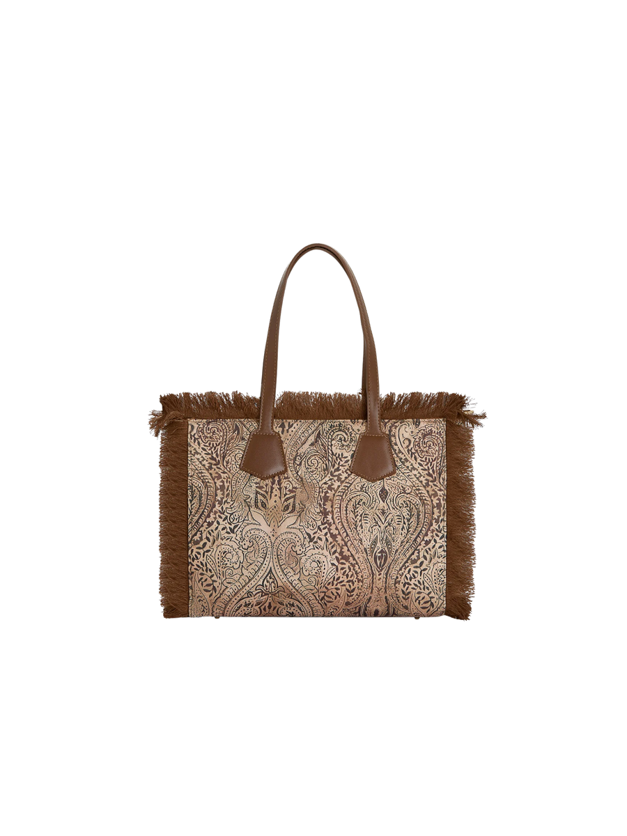 Borsa a spalla Fk marrone con frange FA25-WW0260X04 UNI Fk 