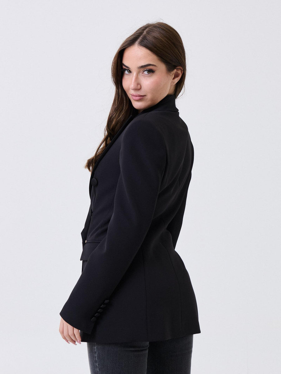 Abito blazer doppiopetto Silence Limited nero con inserti in raso GI5305 BLACK Silence Limited 