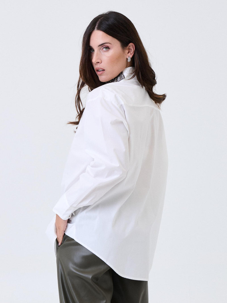 Camicia Souvenir bianca con dettaglio gioiello sul colletto D38N0197 BIANCO Souvenir 