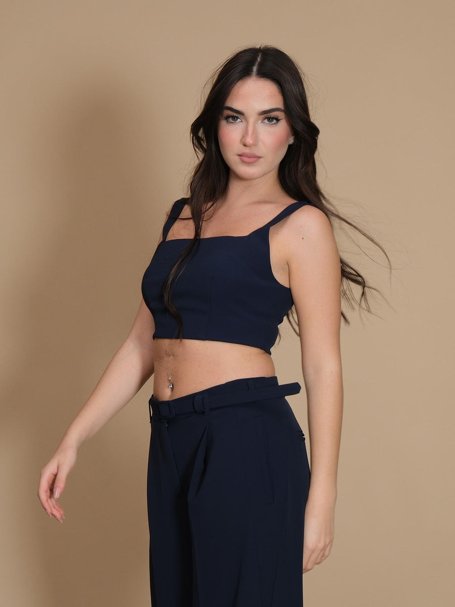 Crop top Imperial blu con scollo quadrato e spalline RFW8IJX BLU Imperial 