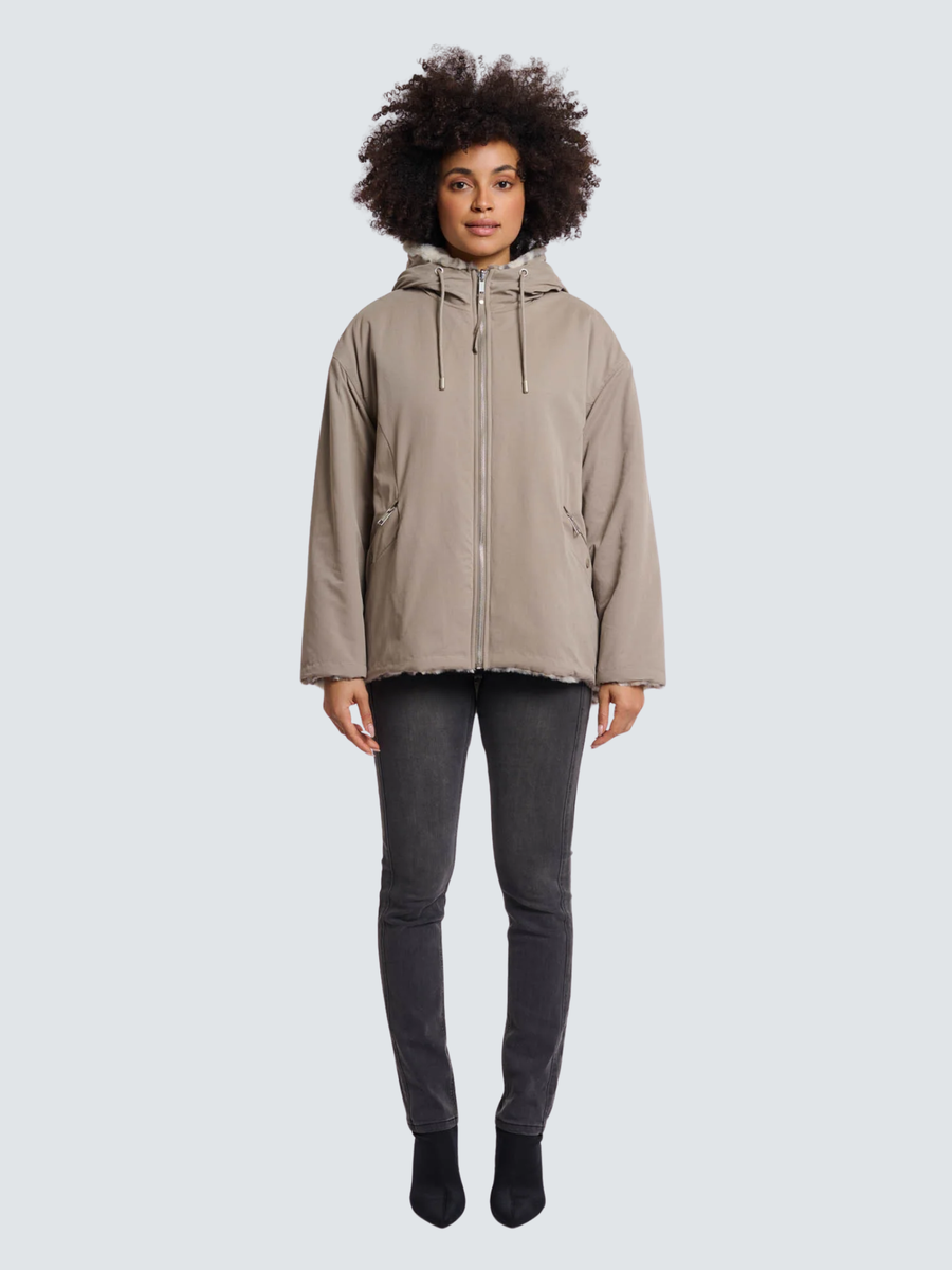 Cappotto "Ines reversible" Rino & Pelle fango Ines.7002512 Light pebble and leopard Rino & Pelle 