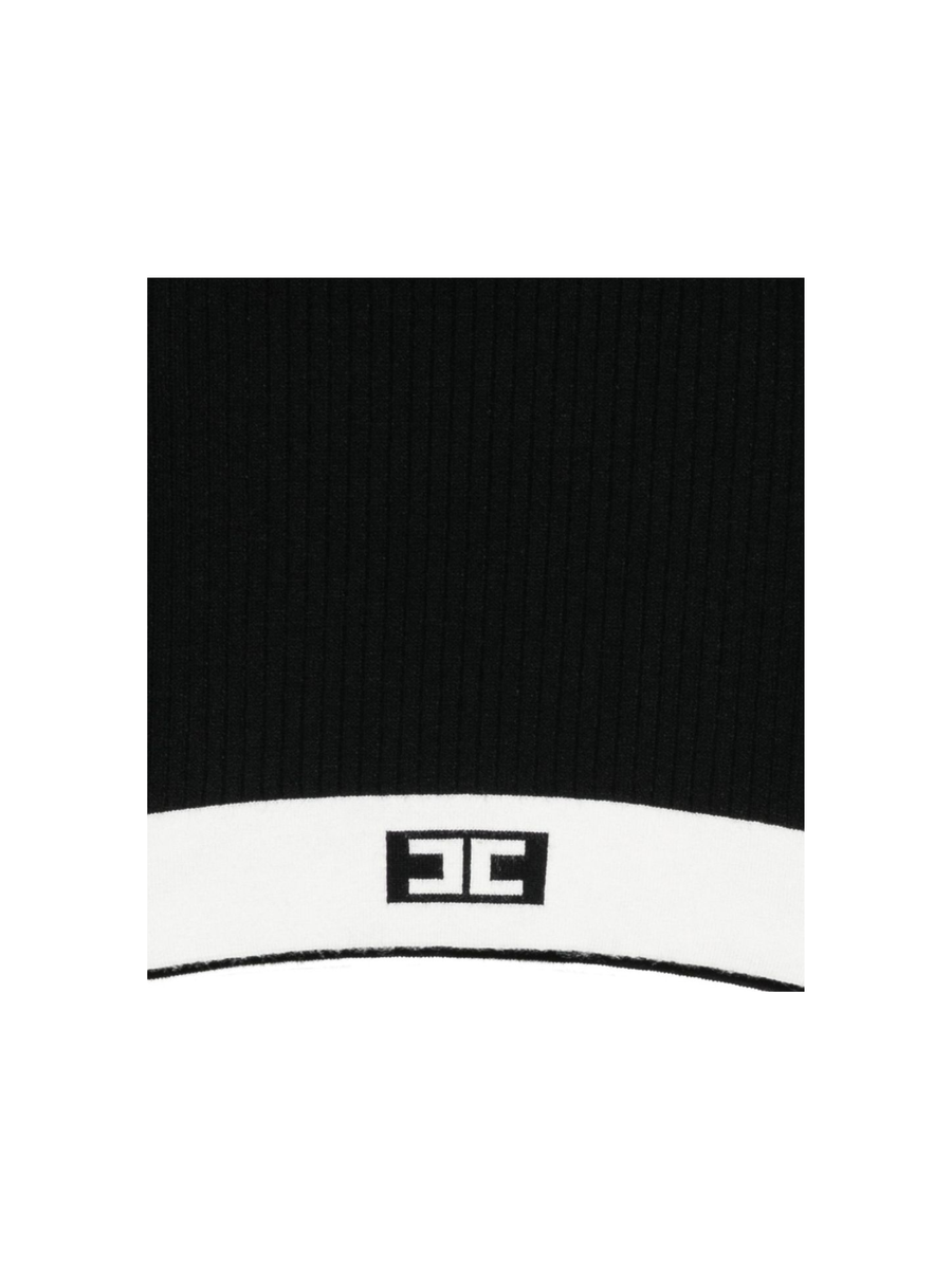 Maglia a collo alto Elisabetta Franchi nera con fondo a contrasto EFMA173 D748 Elisabetta Franchi 