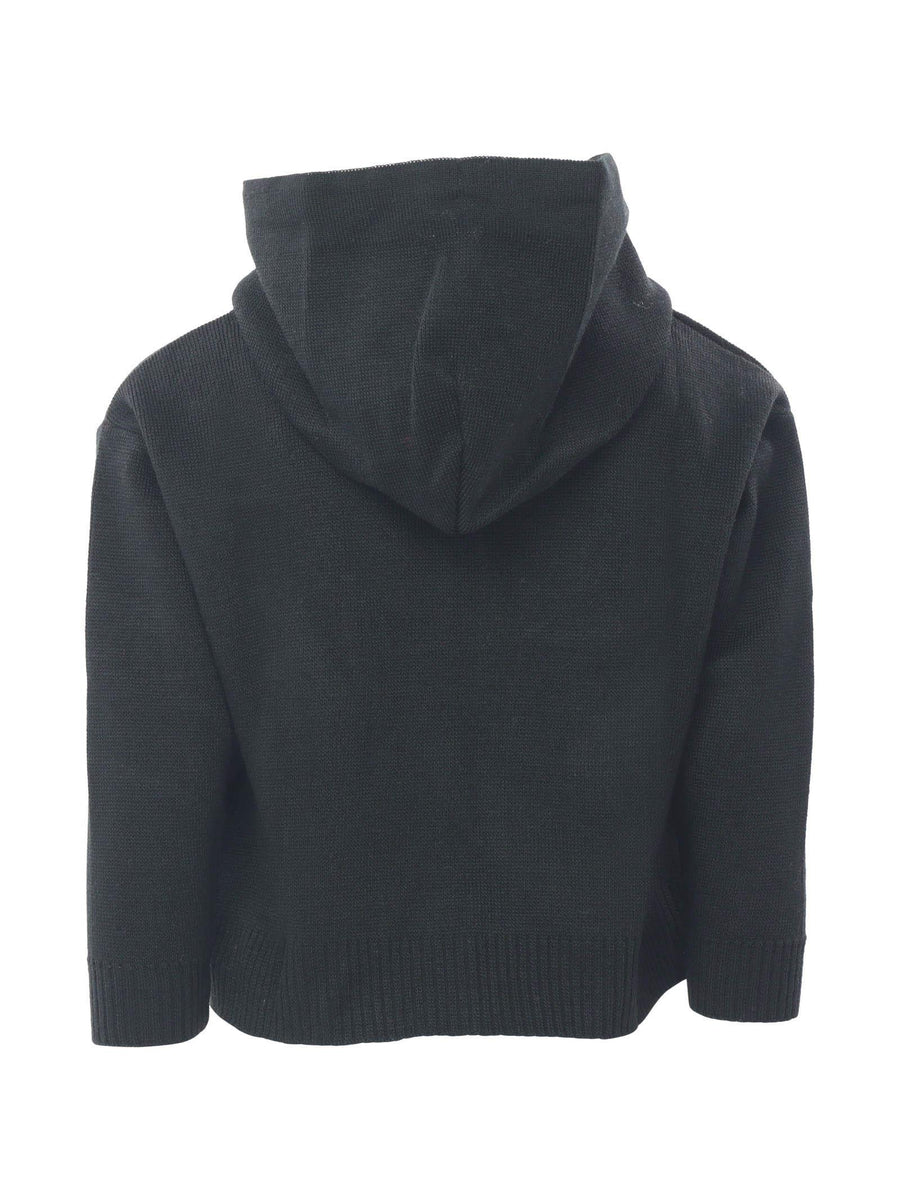 Felpa in maglia con cappuccio nero W0219 BLK kontatto kids 