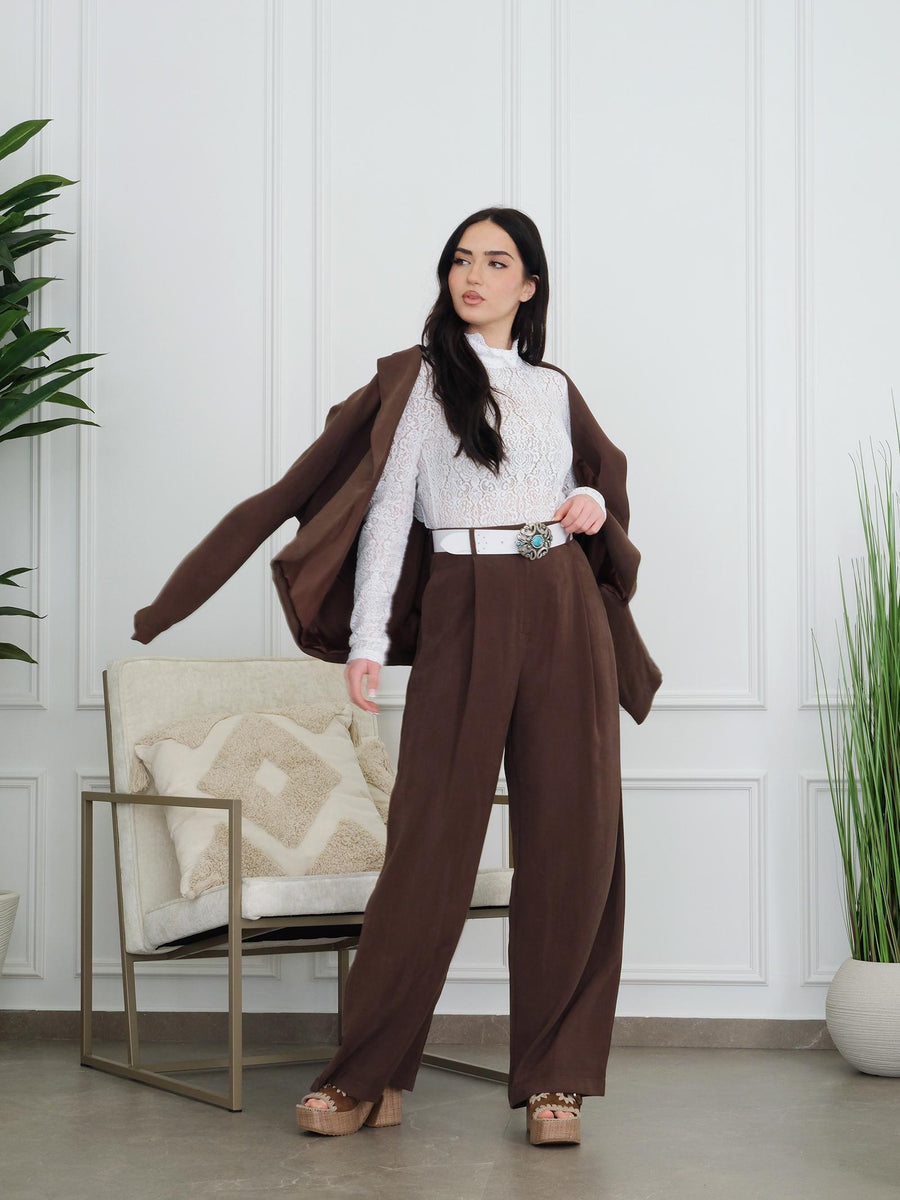 Blazer Haveone cioccolato con dettaglio turchese JVSN056 CIO Haveone 