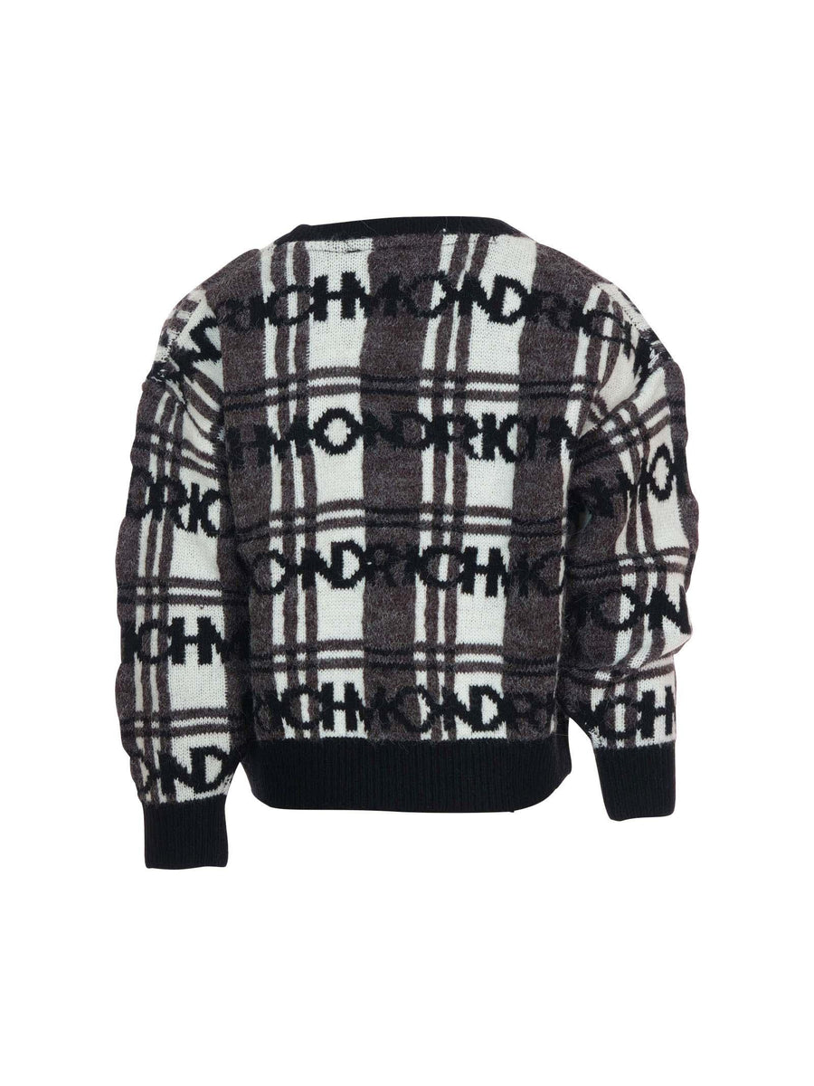 Cardigan John Richmond nero con dettagli a quadri e logo ripetuto RGA25061CD MONOGRAM John Richmond 