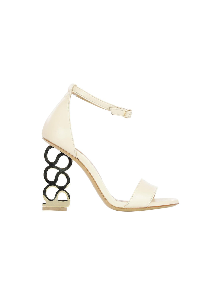Sandali nappa vanilla con tacco strutturato oro 200 VANILLA WO Milano 