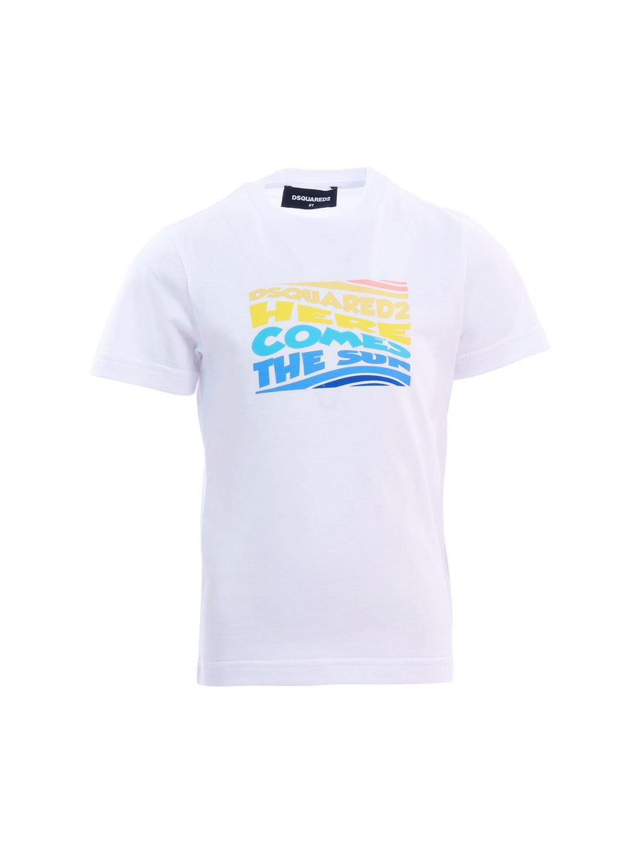 T-Shirt Dsquared bianca "here comes the sun" DQ2781 DQ100 Dsquared 