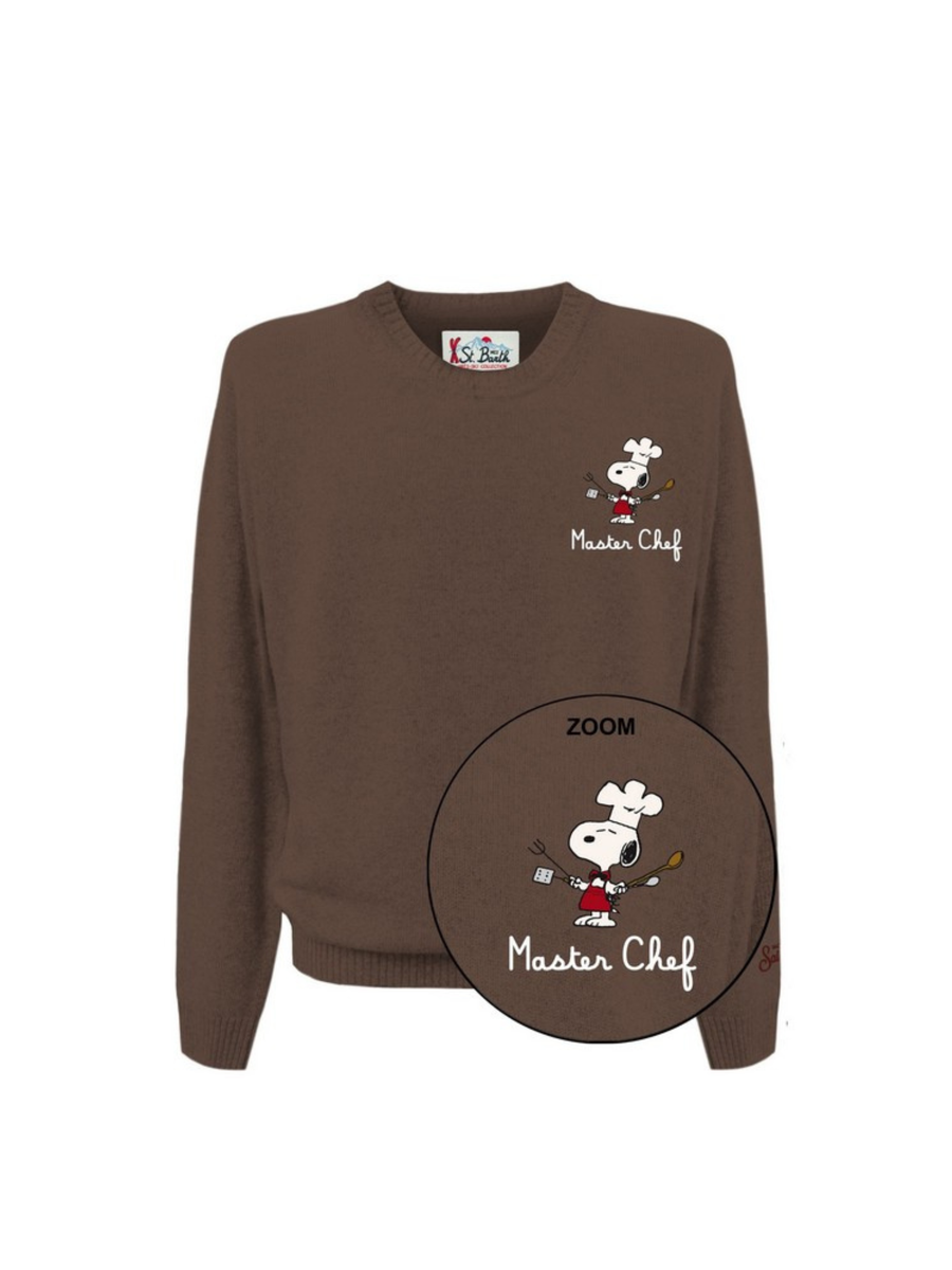 Maglione "11" Saint Barth marrone con snoopy e scritta "Master chef" HER0024 03102I MC2 SAINT BARTH 