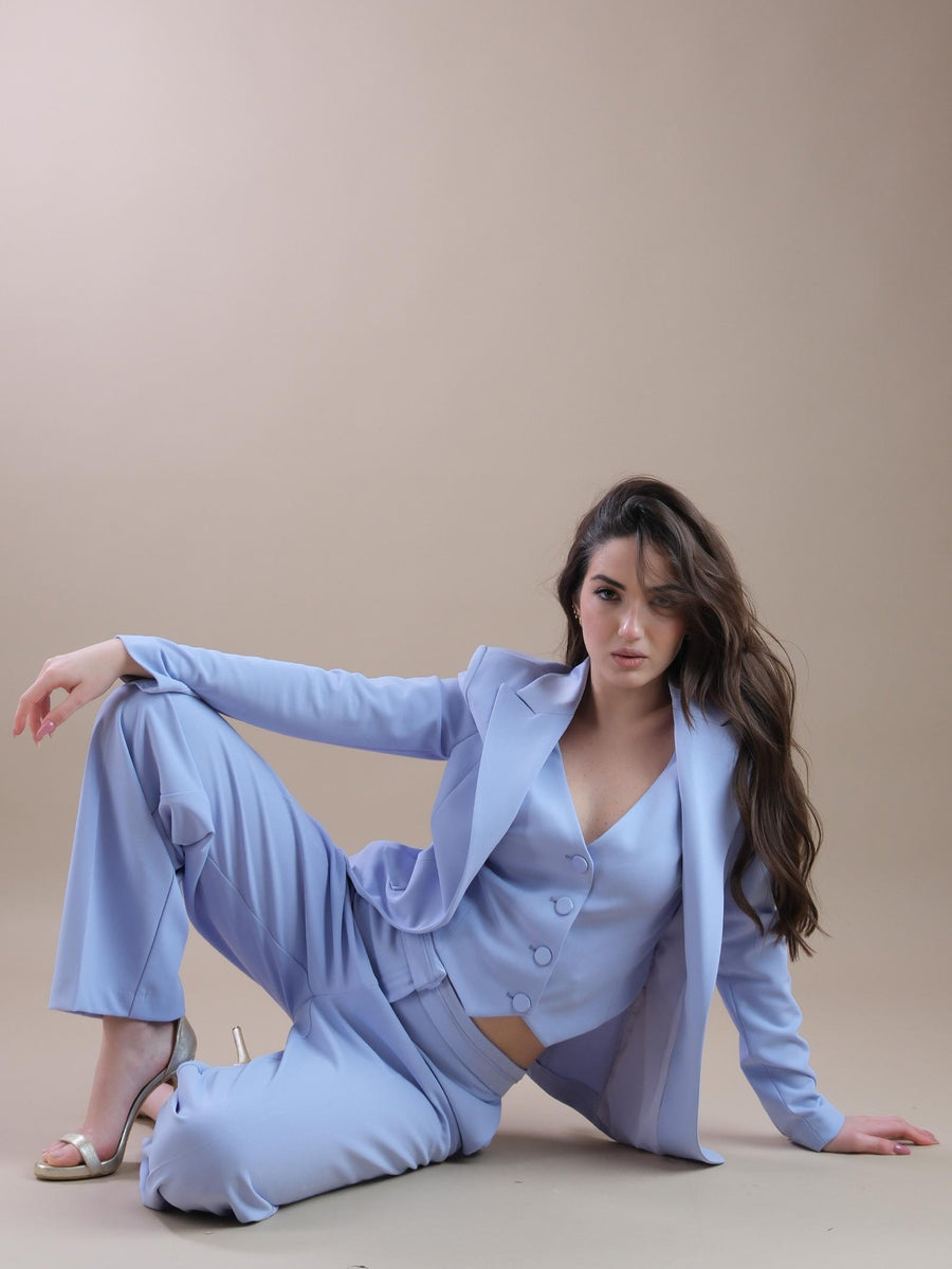 Pantaloni a palazzo lavanda con fascia in raso in vita P4S6HAWC LAVANDA Imperial 