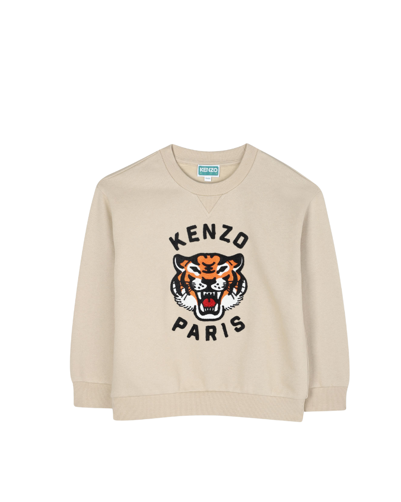 Felpa Kenzo beige con logo iconico e tigre K61432 249 Kenzo 