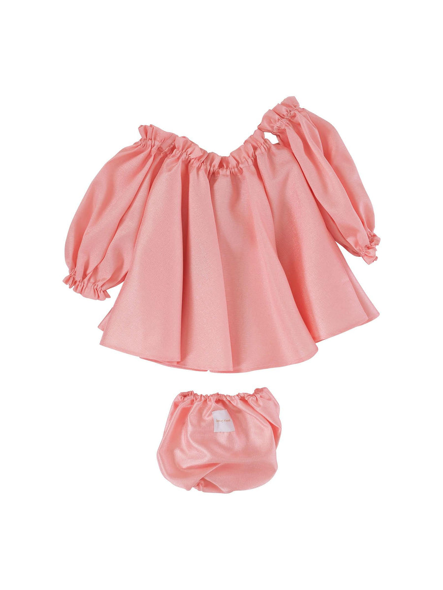 Abito Cocò et Mamà rosa pesca con maxi farfalla applicata NEBULOSA BABY ROSA Cocò et Mamà 