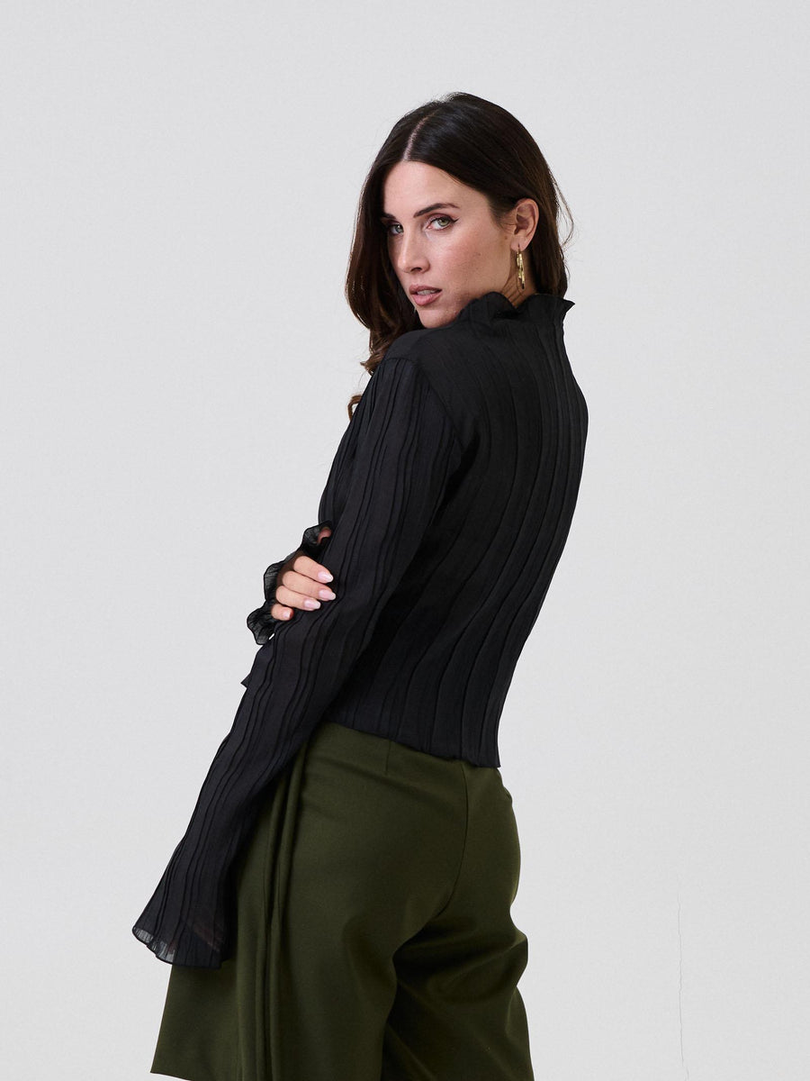 Blusa trasparente plissé Bohemian Vì nera MA284 BLACK Bohemian V 