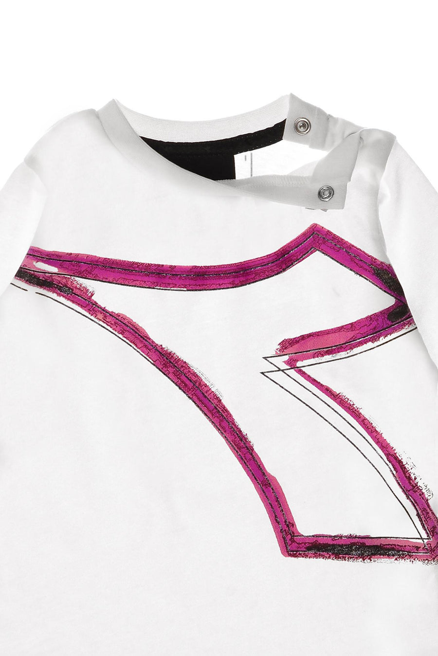 T-shirt bianca logo fucsia 028900 WHT Diadora 
