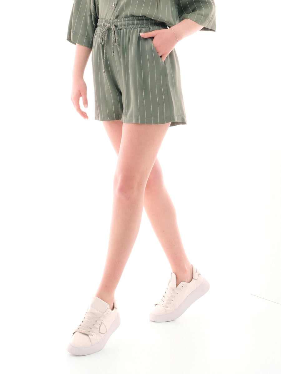 Shorts Armoire verde militare in raso a righe D778P MILITARE Armoire 