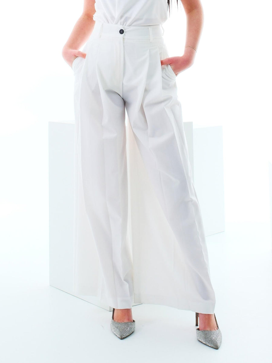 Pantalone a palazzo Vicolo bianca con pinces TD0161 NATURALE Vicolo 