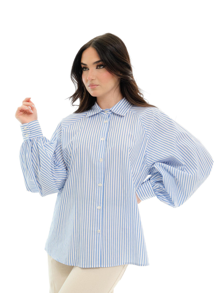 Camicia Vicolo a righe bianca e azzurra TD1524 BIA/AZZ Vicolo 