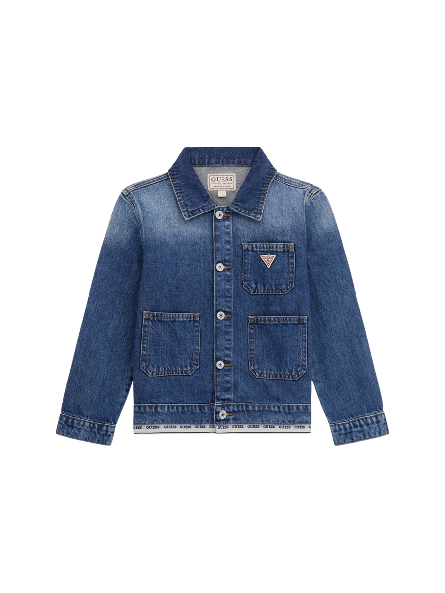 Giubbino di jeans Guess blu in denim con logo in vita J5RL04D45E0 RTYH Guess 