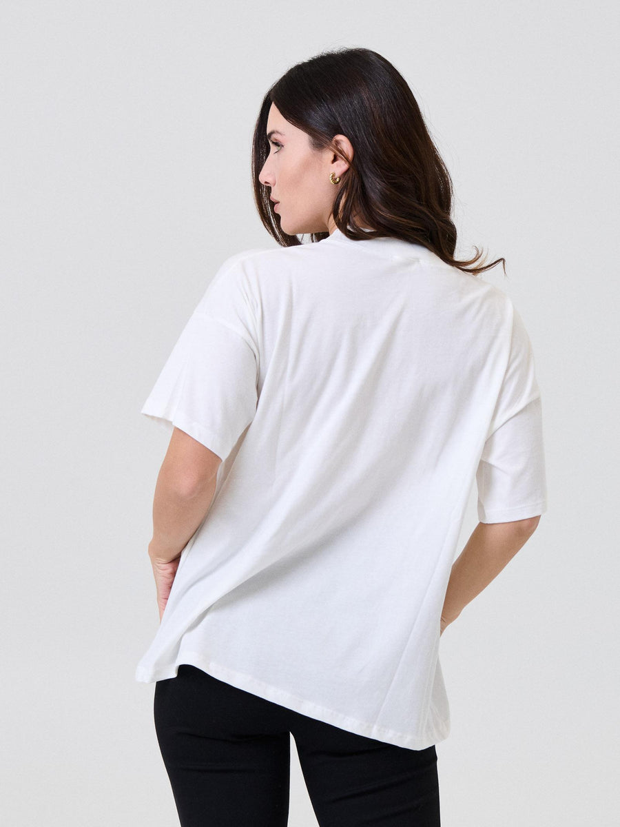 T-Shirt Vicolo bianca con ricamo tono su tono RF0122 BIANCO Vicolo 