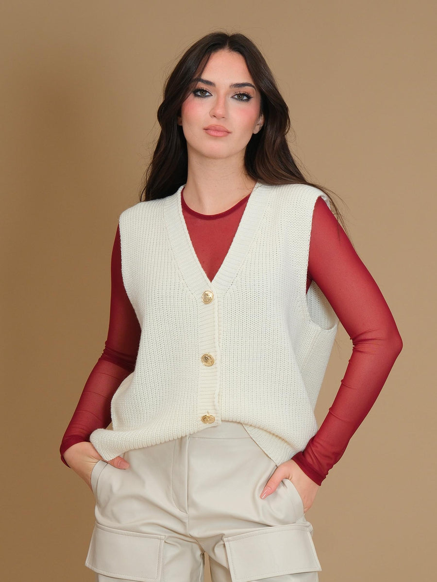 Gilet dubai Silence Limited in lana bianco 17301 OFF WHITE Silence Limited 