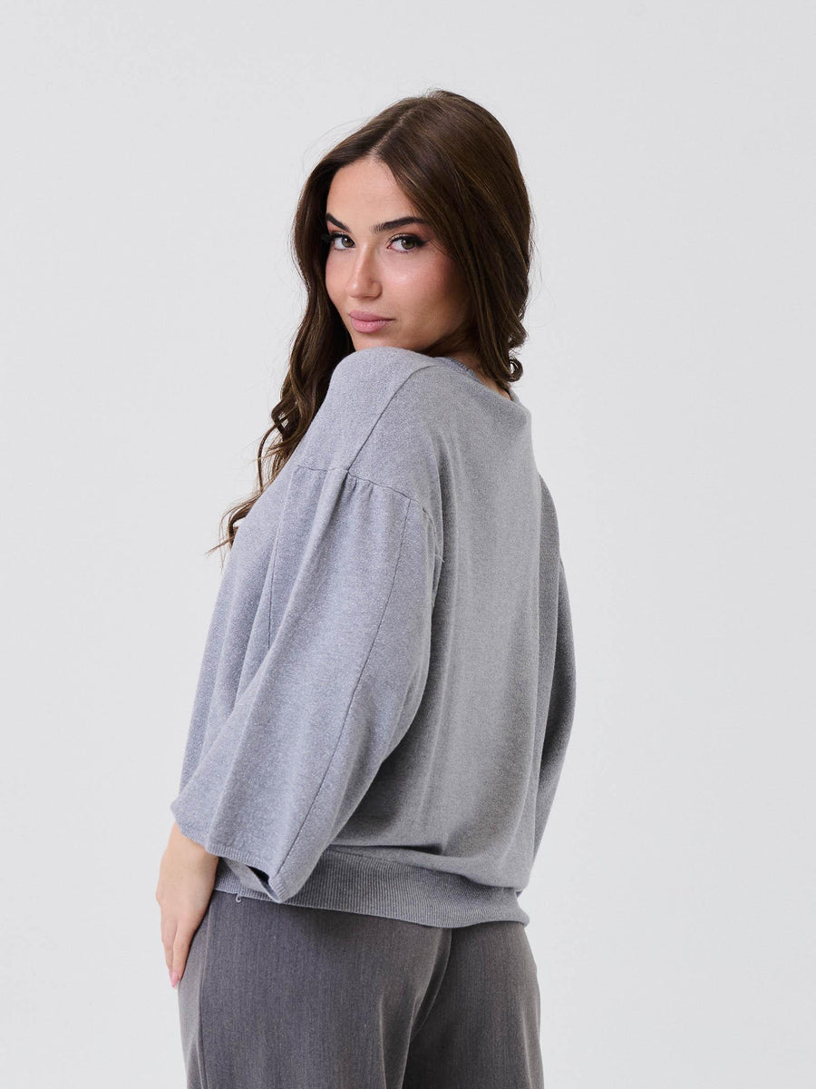 Maglia a spalla scesa Armoire grigio con dettagli filo lurex R2045L GRIGIO Armoire 