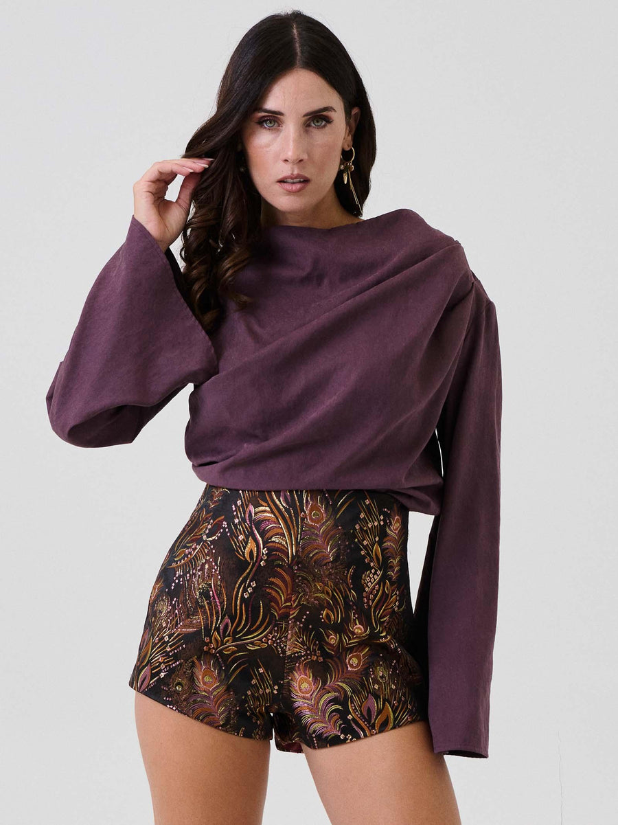 Maglia con scollo a cascata Bohemian Vì viola CA278 WINE Bohemian V 