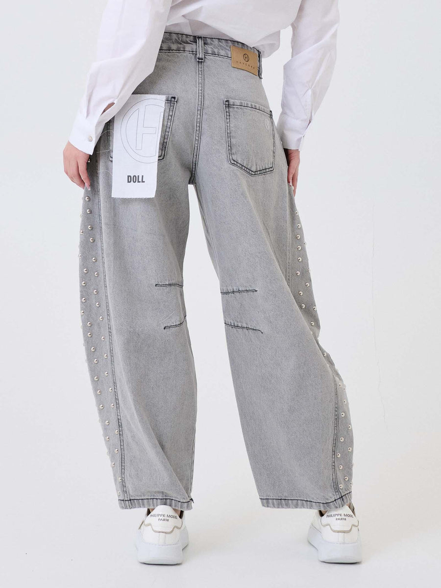 Jeans ballon Haveone grigio con borchie laterali PGZP082 UNI Haveone 