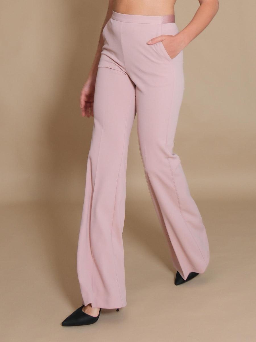 Pantalone Imperial rosa cameo svasati con dettagli in raso P3E9IAW CAMEO Imperial 