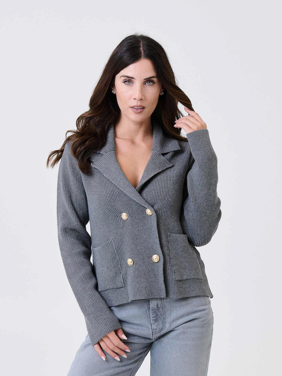 Cardigan doppiopetto Kontatto grigio con bottoni gioiello 3M0939C GRIGIO kontatto 