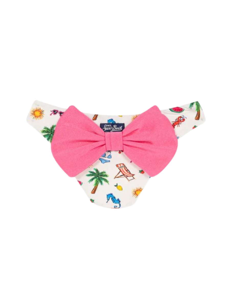 Slip da mare Saint Barth bianco con fiocco e stampa tropicale MAD0001 01084H MC2 SAINT BARTH 