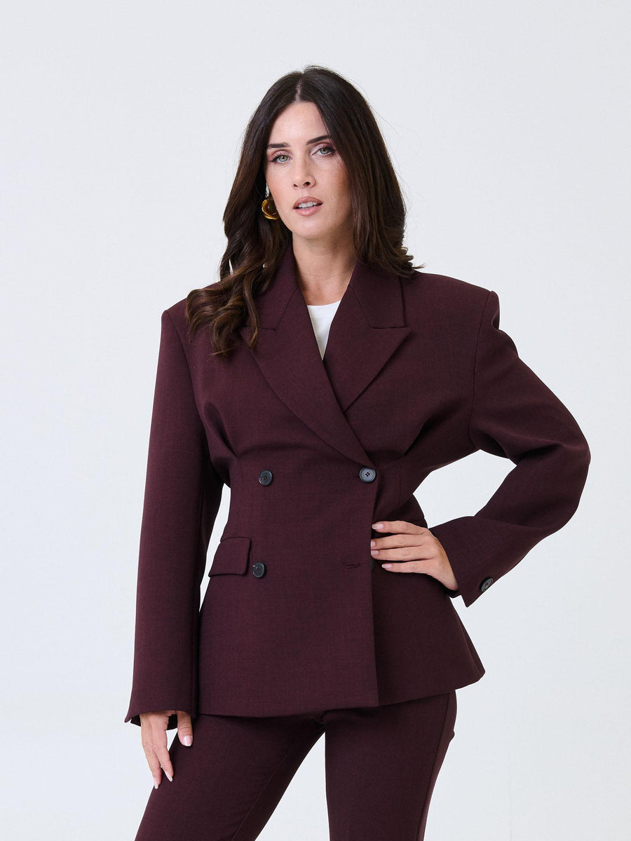 Blazer Vicolo bordeuax stretto in vita e retro con balze TF0445 BORDEAUX Vicolo 