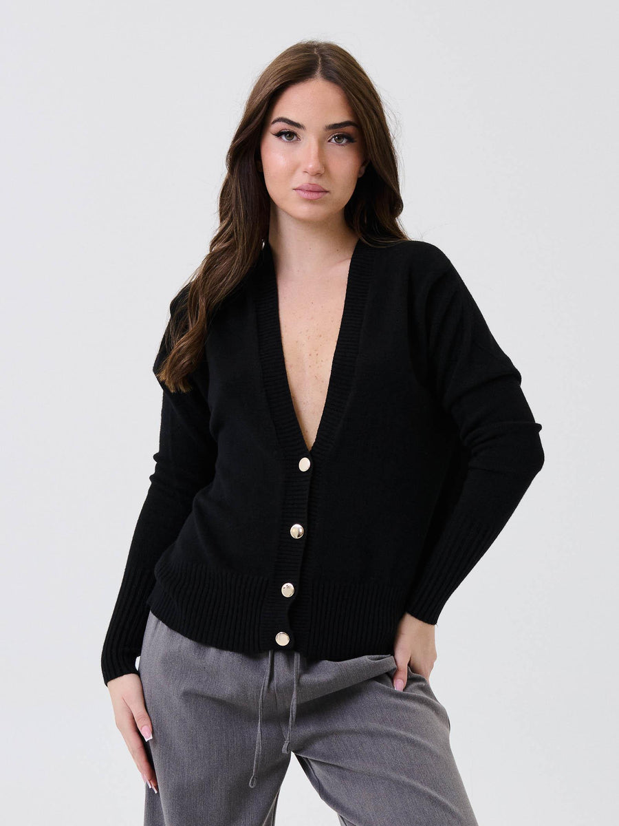 Cardigan Armoire nero con bottoni dorati IT1415 NERO Armoire 