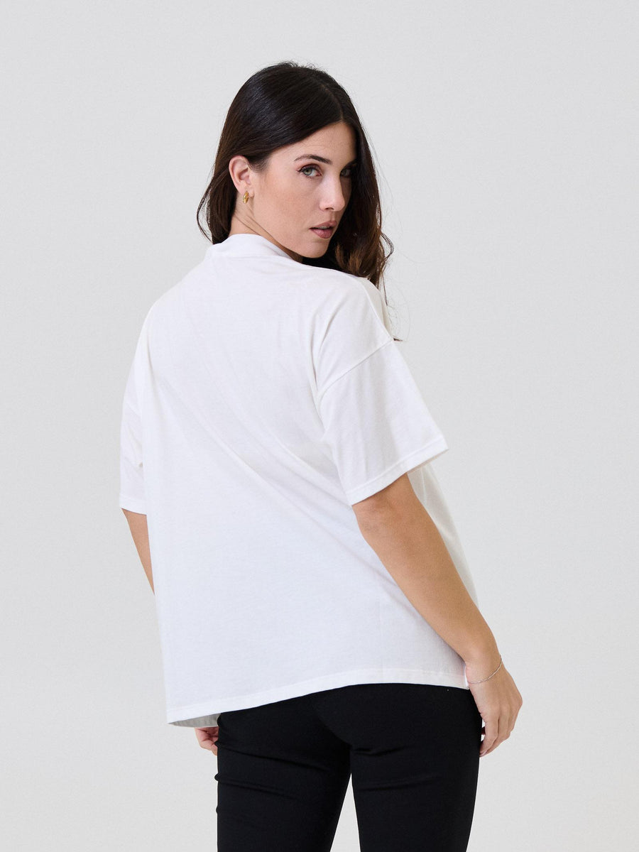 T-Shirt over Vicolo bianca con stampa vintage RF0339 BIANCO Vicolo 