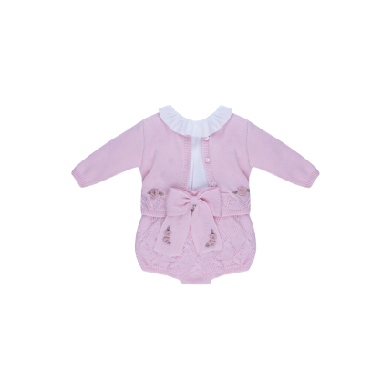 Completo traforato Marlù bianco e rosa con maxi fiocco centrale IN2460 C399 Marlù 