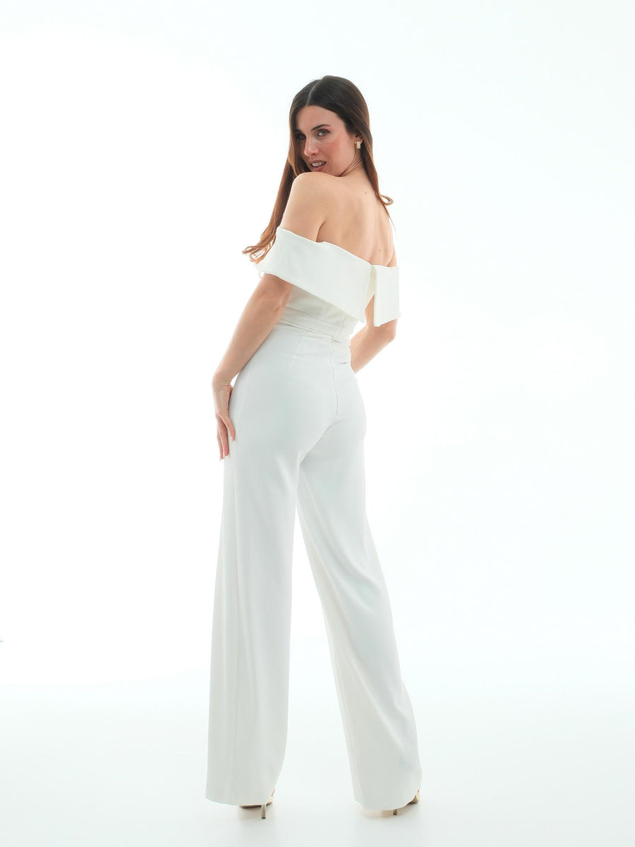 Jumpsuit Silence Limited bianca con scollo a barca TUTF8 OFFWHITE Silence Limited 