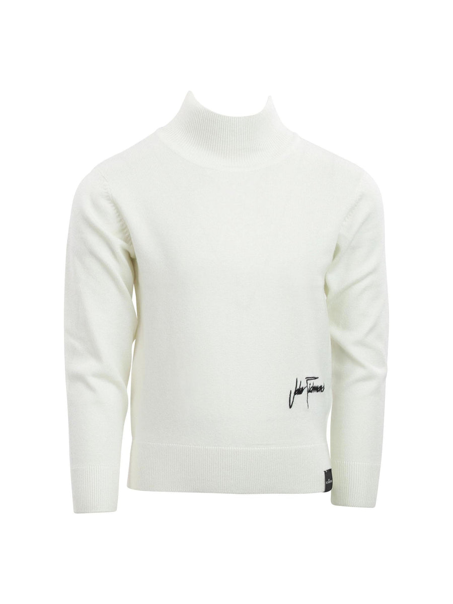 Maglioncino John Richmond bianco mezzo collo logo ricamato RBA24101LU WHI John Richmond 