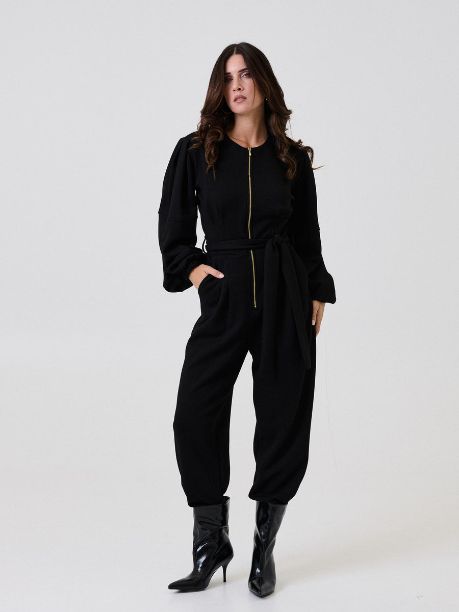 Jumpsuit Bohemian Vì nera con zip centrale BHTUT004 BLACK Bohemian V 