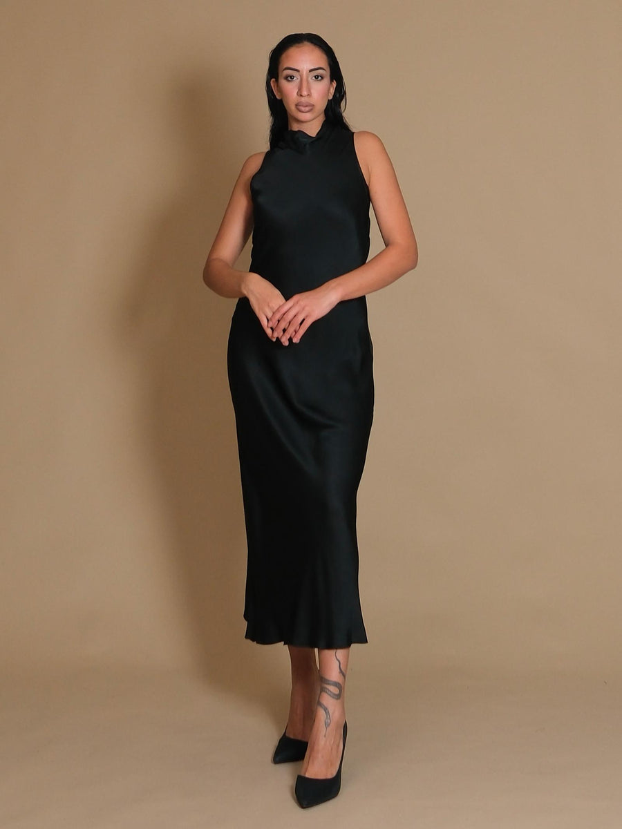 Abito lungo giromanica Armoire nero in viscosa FB806A NERO Armoire 