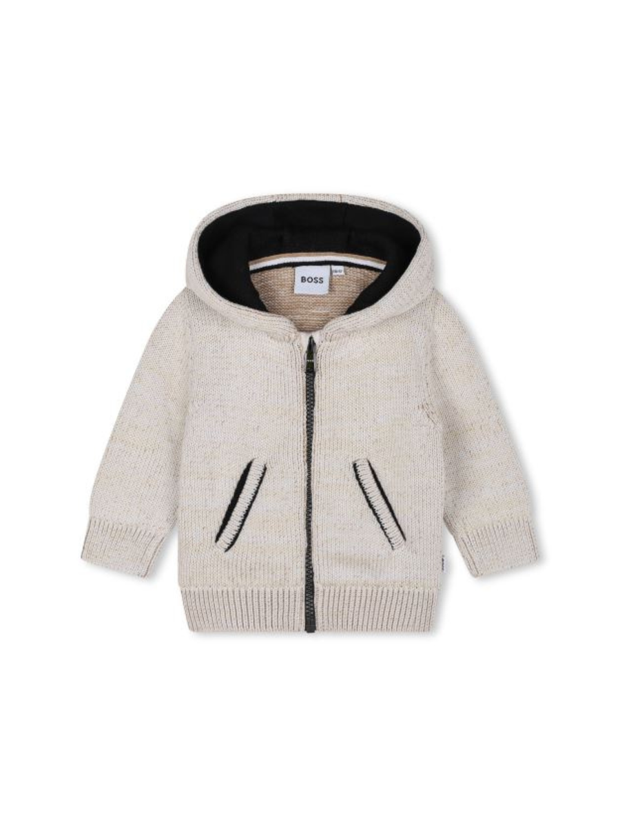 Felpa beige Boss per neonato in maglia con zip J51248 21C Boss 