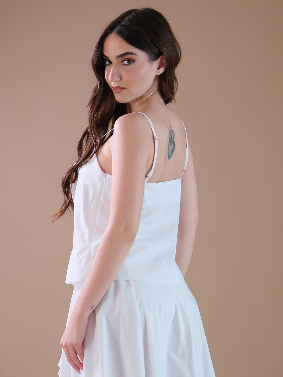 Top bianco in cotone con maxi rosa sul fronte RFZ2HTP BIANCO Imperial 