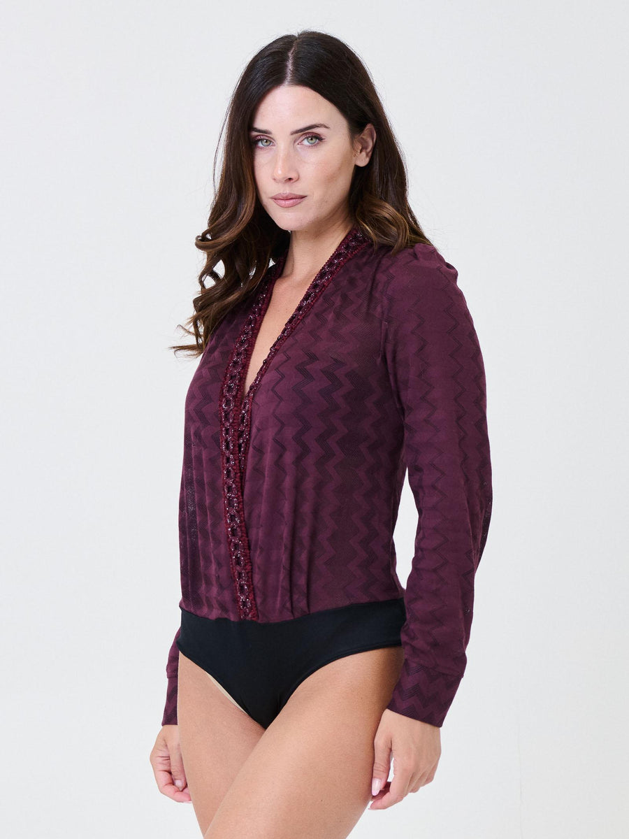 Body semi trasparente Pho Firenze malaga con dettagli intrecciati in filo lurex 4324174 MALAGA PHO FIRENZE 