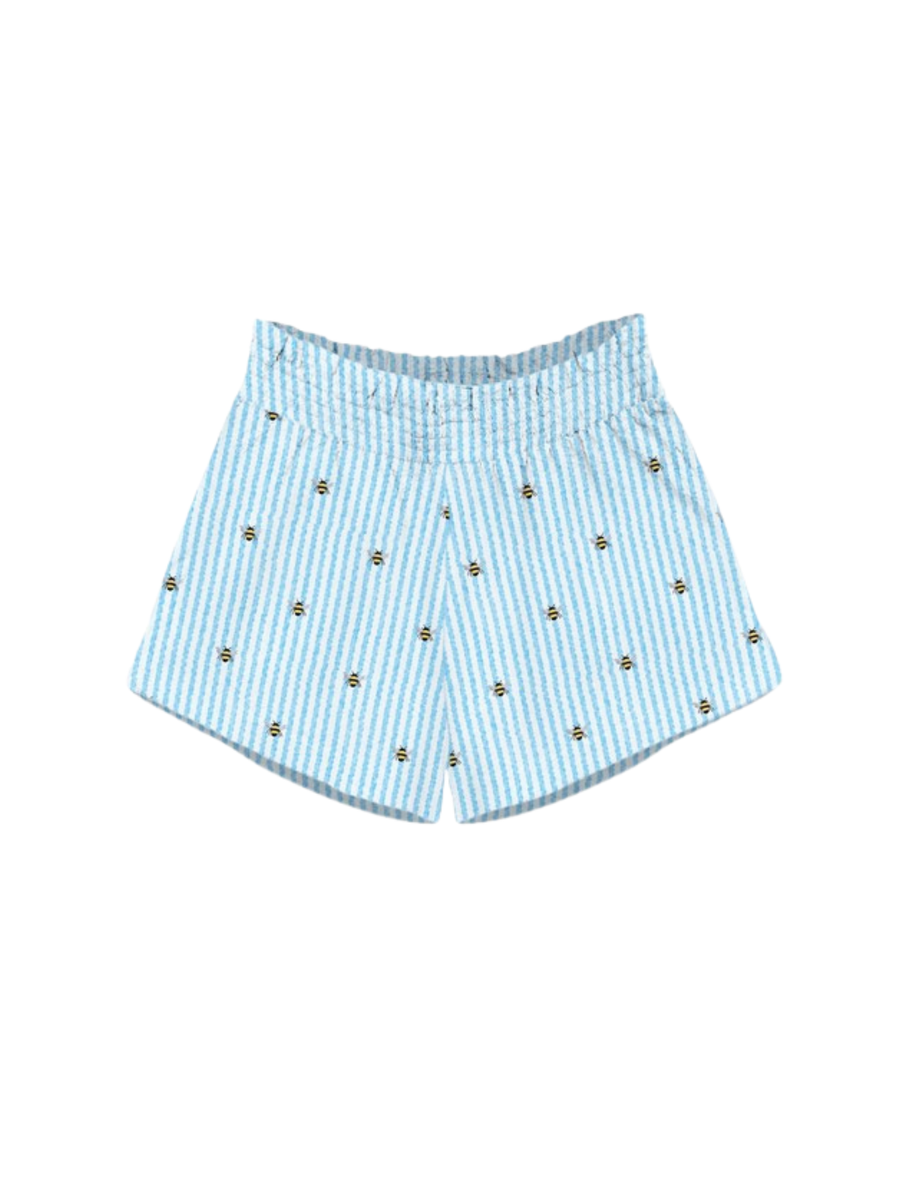 Shorts Saint Barth azzurro a righe con api all over MEA001 04069H MC2 SAINT BARTH 